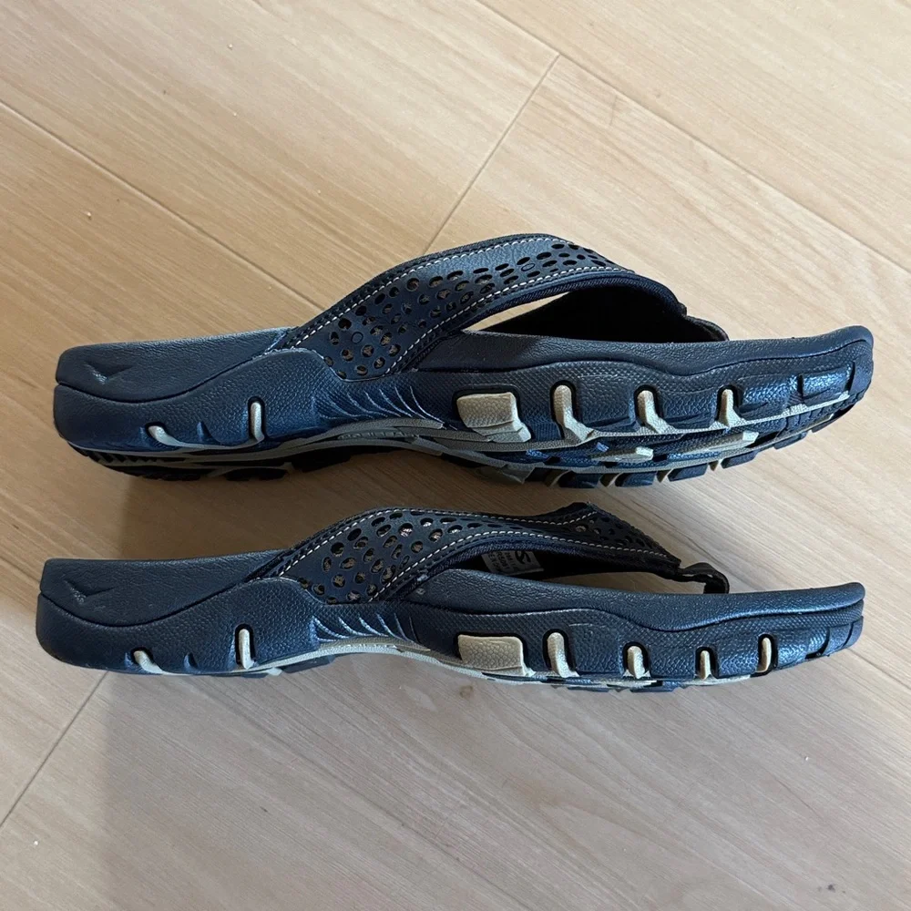 NWOT HOBIBEAR MEN FLIP FLOP THONG SANDAL INDOOR OUTDOOR ARCH SUPPORT BLACK SZ 8